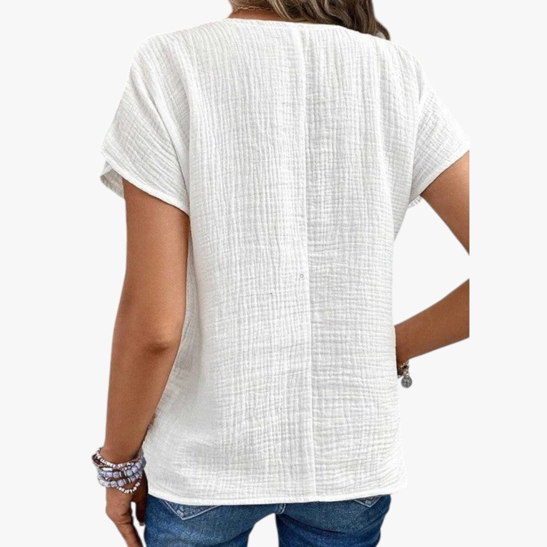Jace & Rose Collared Buttoned Top with Collar for Women