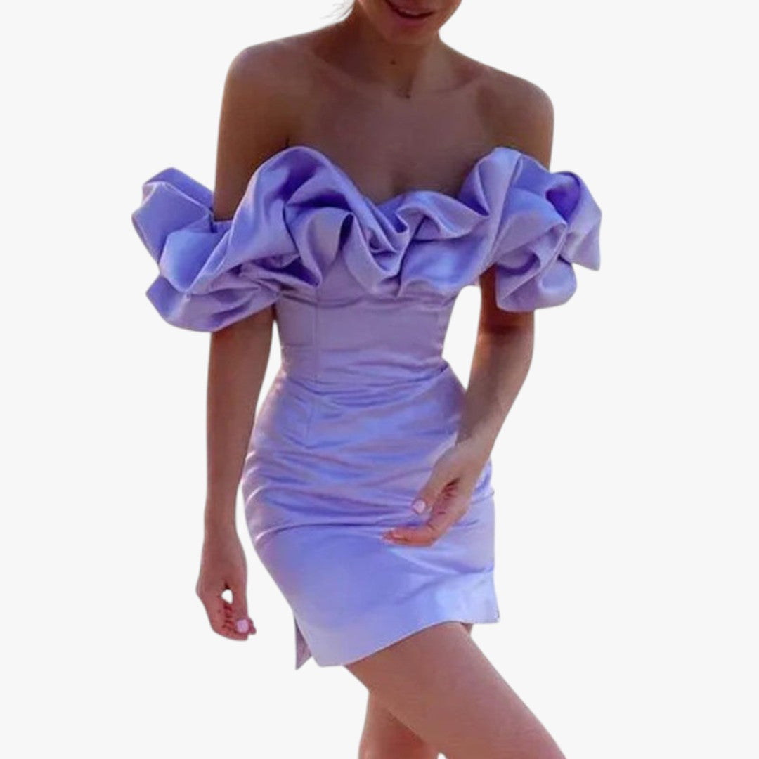 Jace & Rose Elegant Cocktail Mini Dress with Ruffle Off Shoulder for Women