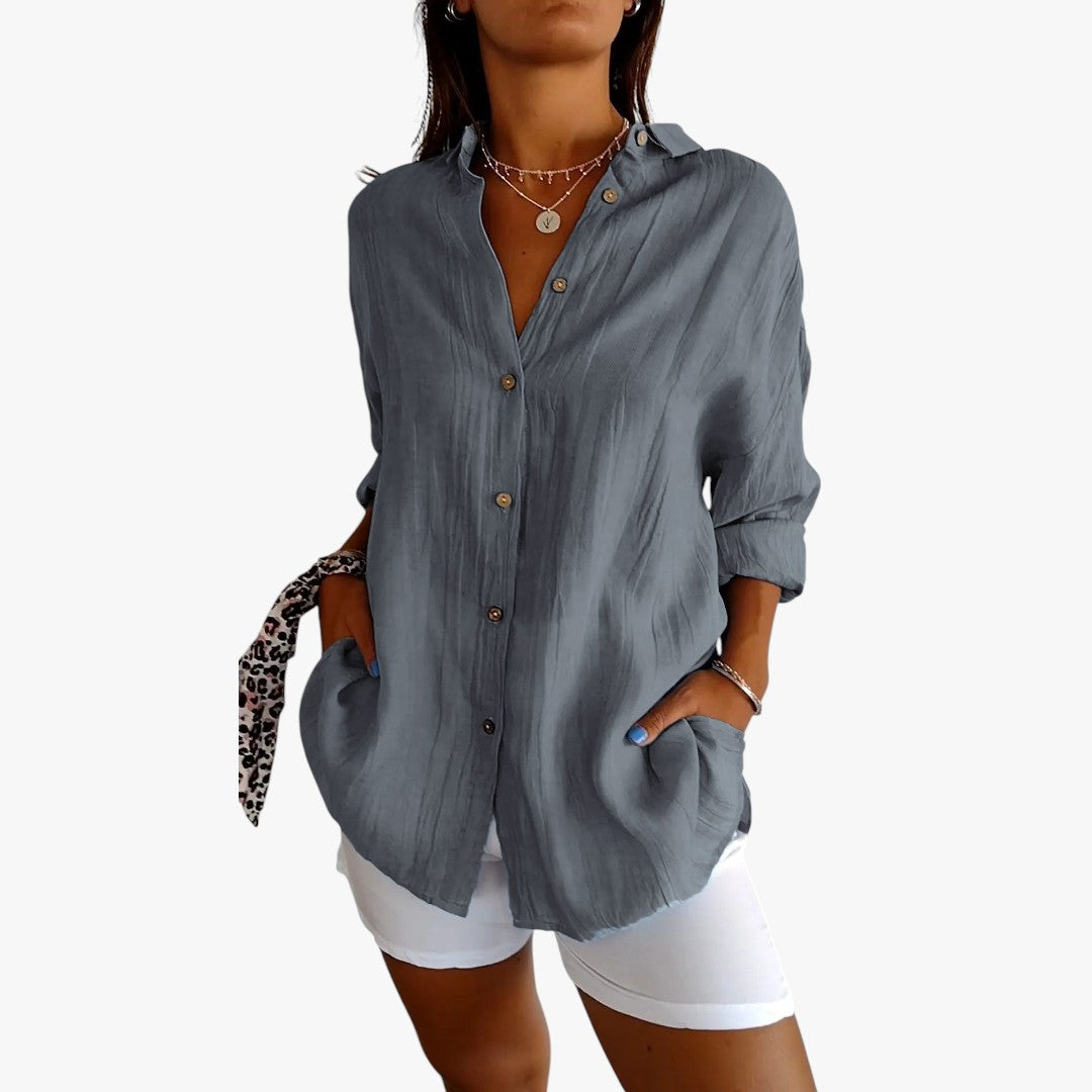 Jace & Rose Striped Polo Blouse Casual for Women
