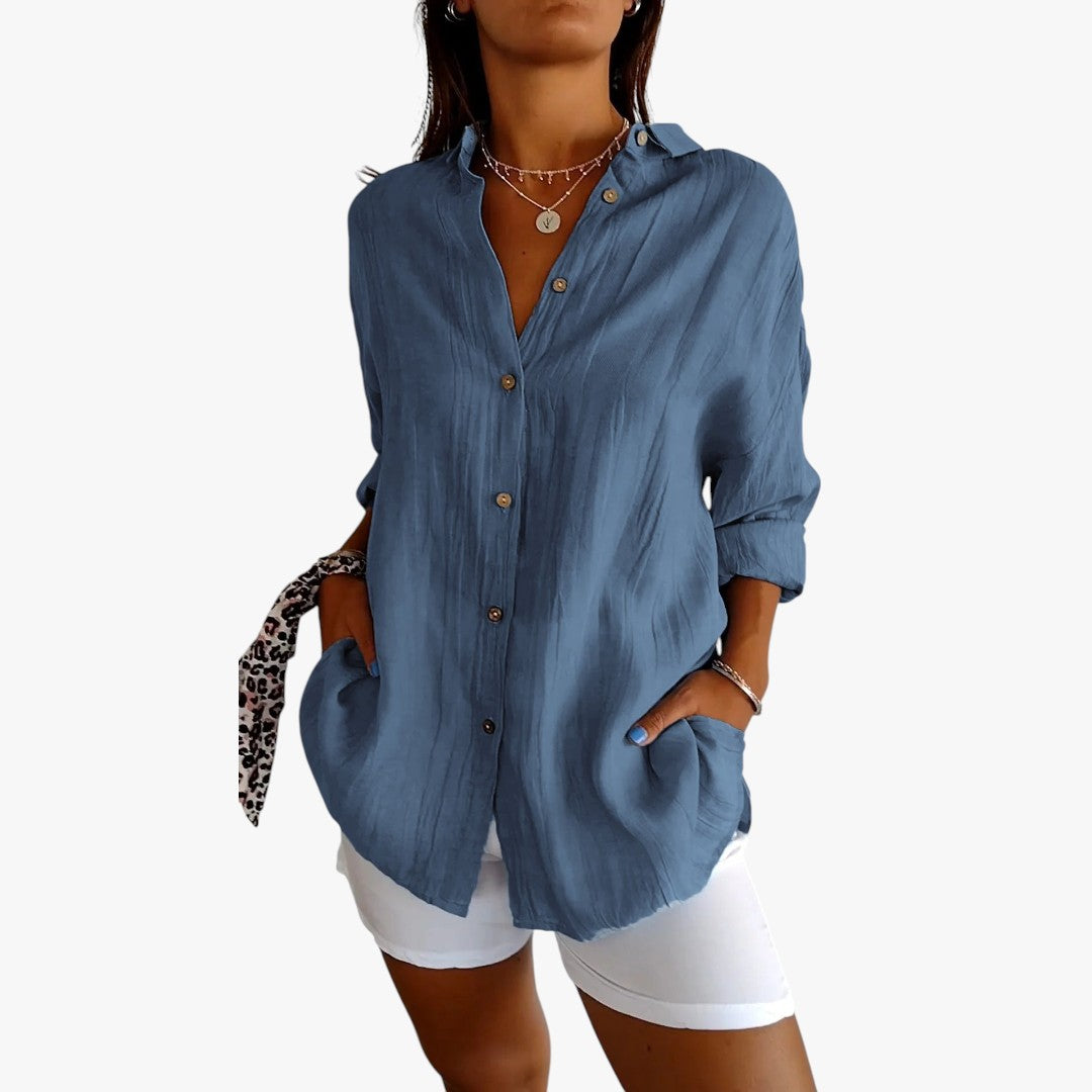 Jace & Rose Striped Polo Blouse Casual for Women