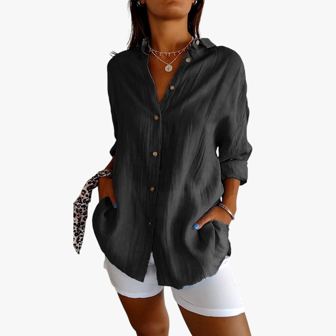 Jace & Rose Striped Polo Blouse Casual for Women