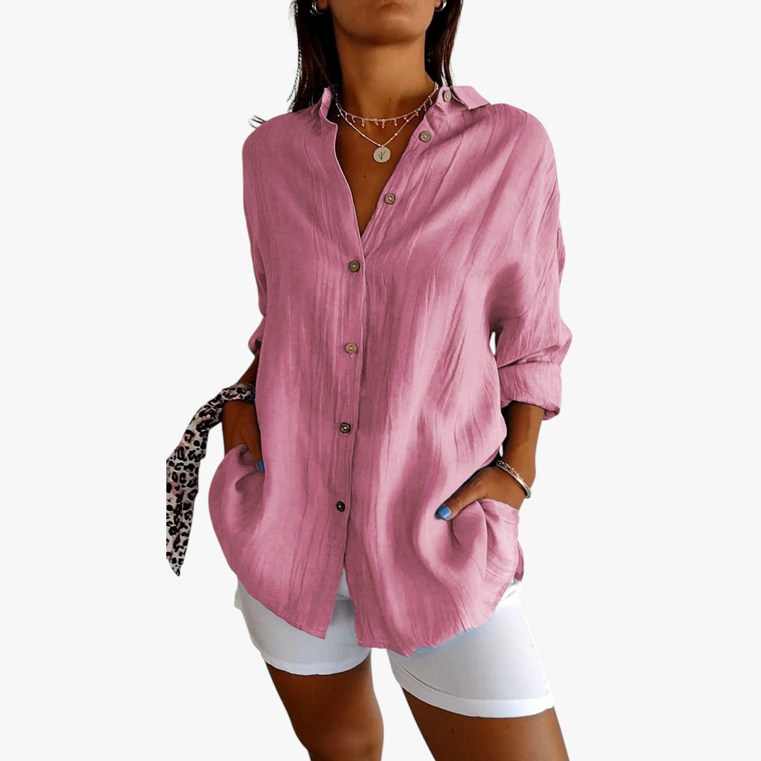 Jace & Rose Striped Polo Blouse Casual for Women
