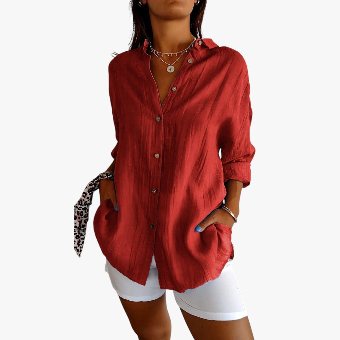 Jace & Rose Striped Polo Blouse Casual for Women