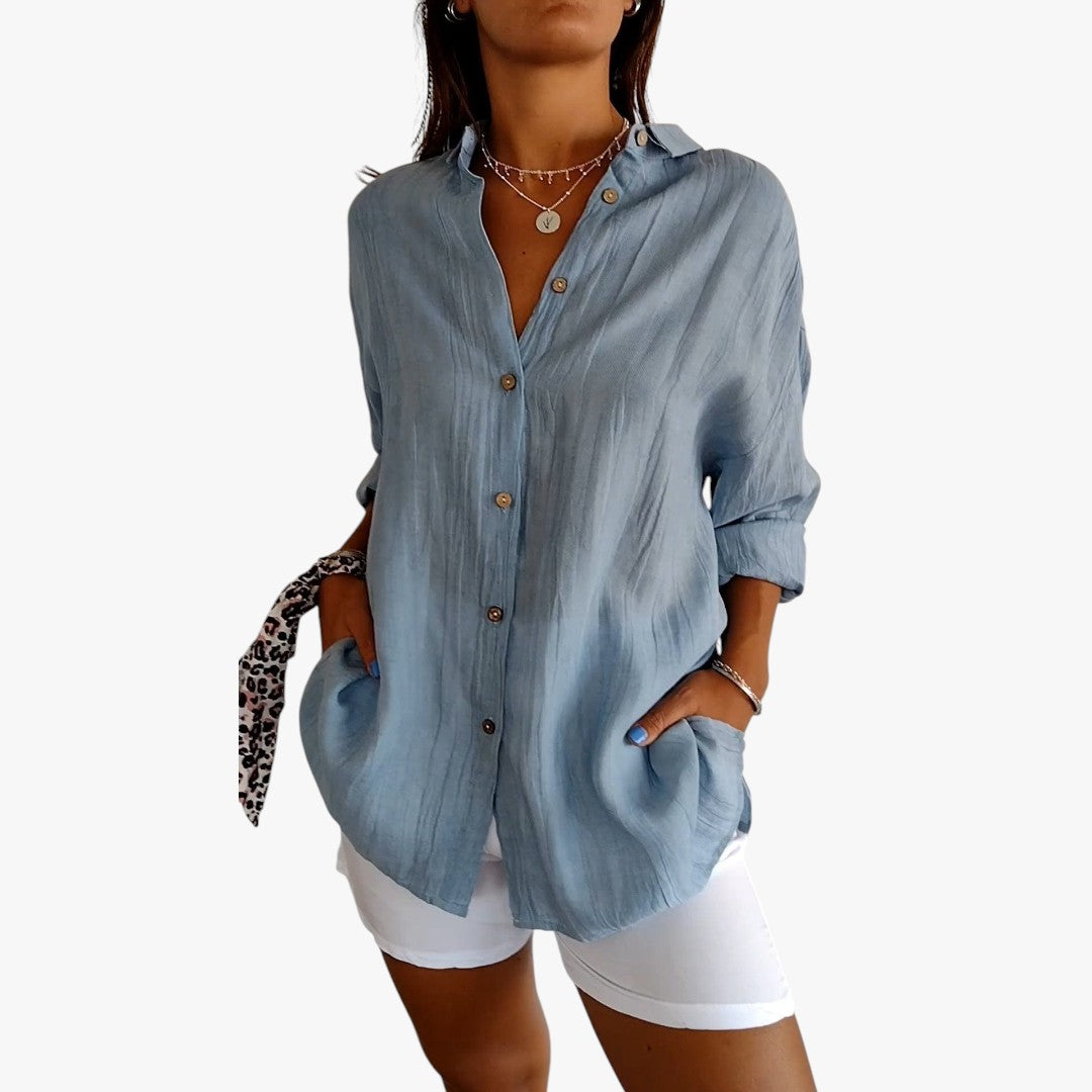 Jace & Rose Striped Polo Blouse Casual for Women