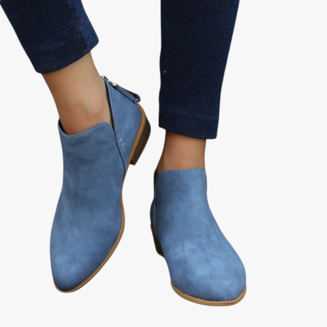 Jace & Rose Suede Ankle Boots with Zipper and Heel for Women