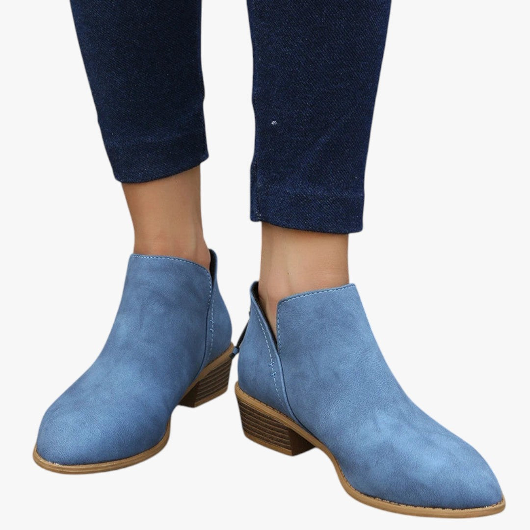 Jace & Rose Suede Ankle Boots with Zipper and Heel for Women