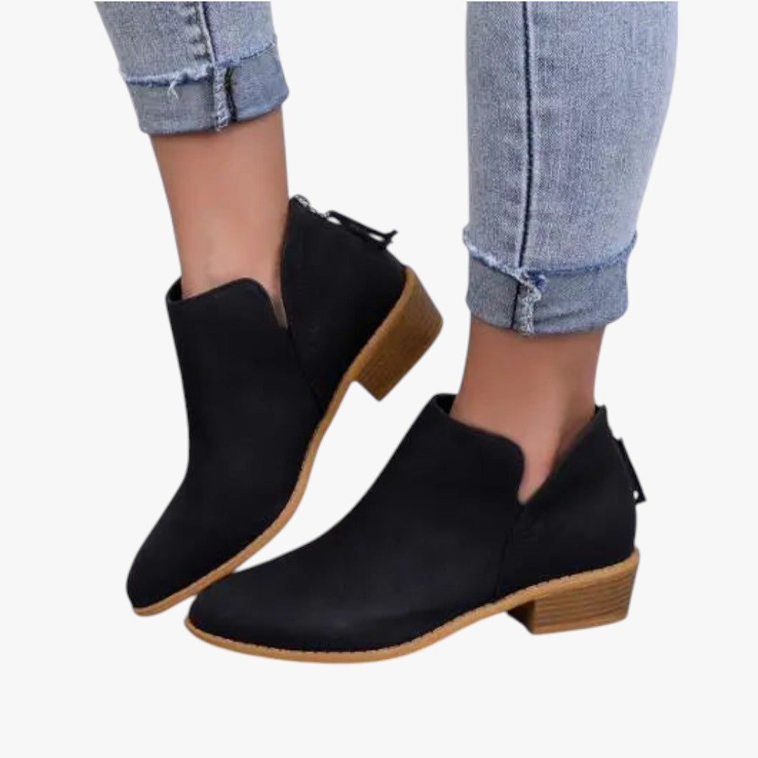 Jace & Rose Suede Ankle Boots with Zipper and Heel for Women