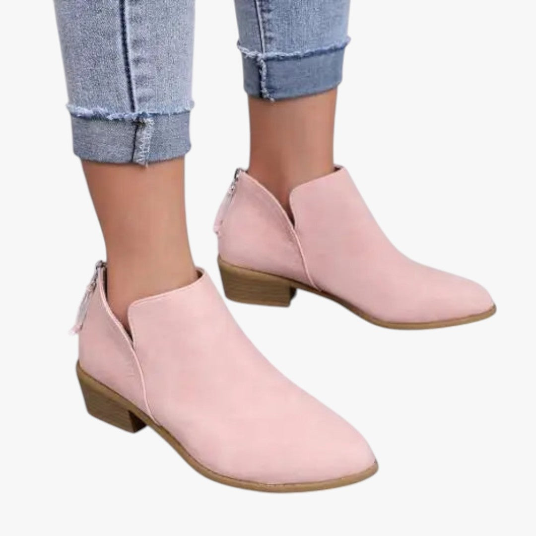 Jace & Rose Suede Ankle Boots with Zipper and Heel for Women