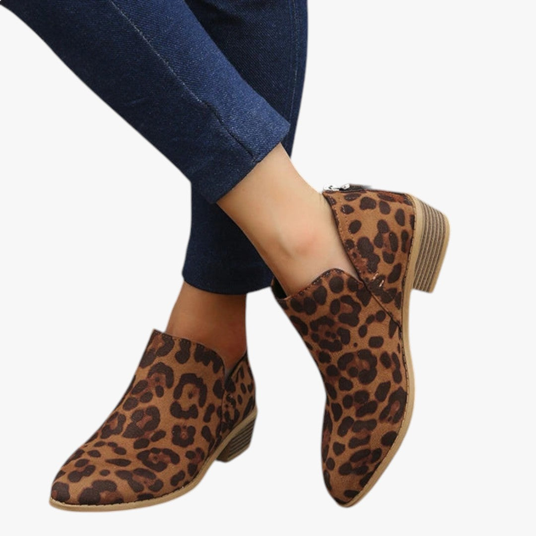 Jace & Rose Suede Ankle Boots with Zipper and Heel for Women