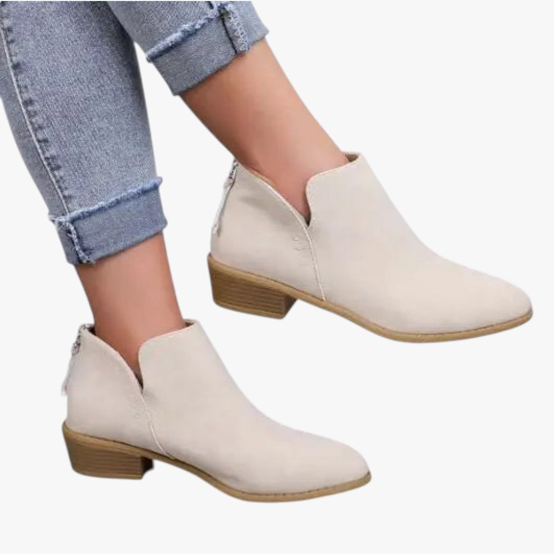 Jace & Rose Suede Ankle Boots with Zipper and Heel for Women
