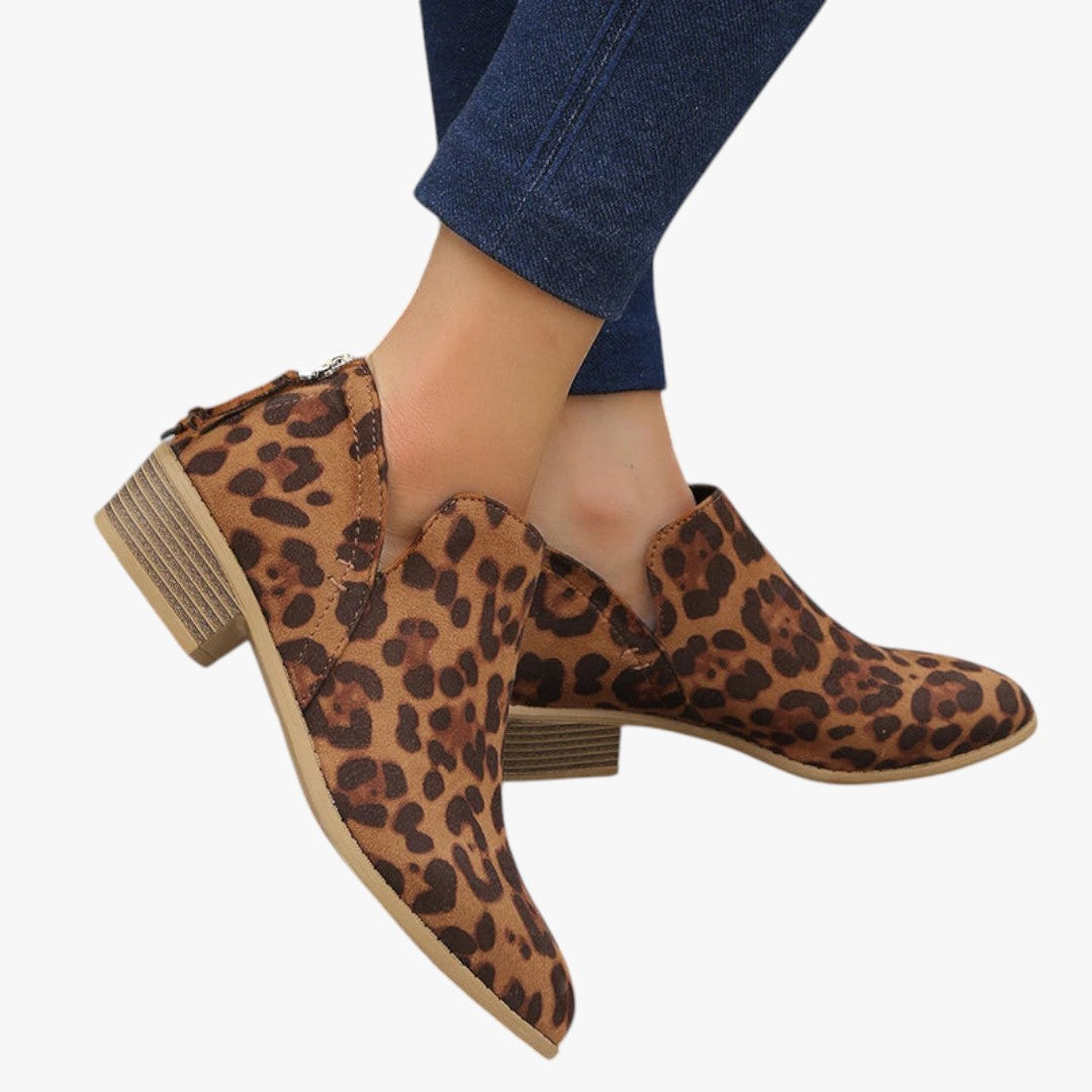 Jace & Rose Suede Ankle Boots with Zipper and Heel for Women